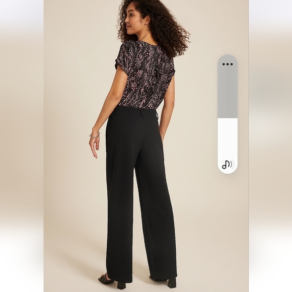 Maurices Black Ponte Patch Pocket High Rise Wide Leg Dress Pant NWT - Picture 2 of 16